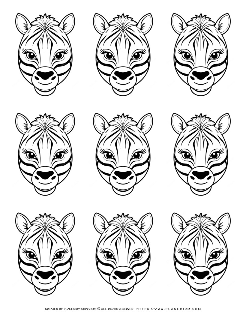 6-nine-zebra-head-outlines-template
