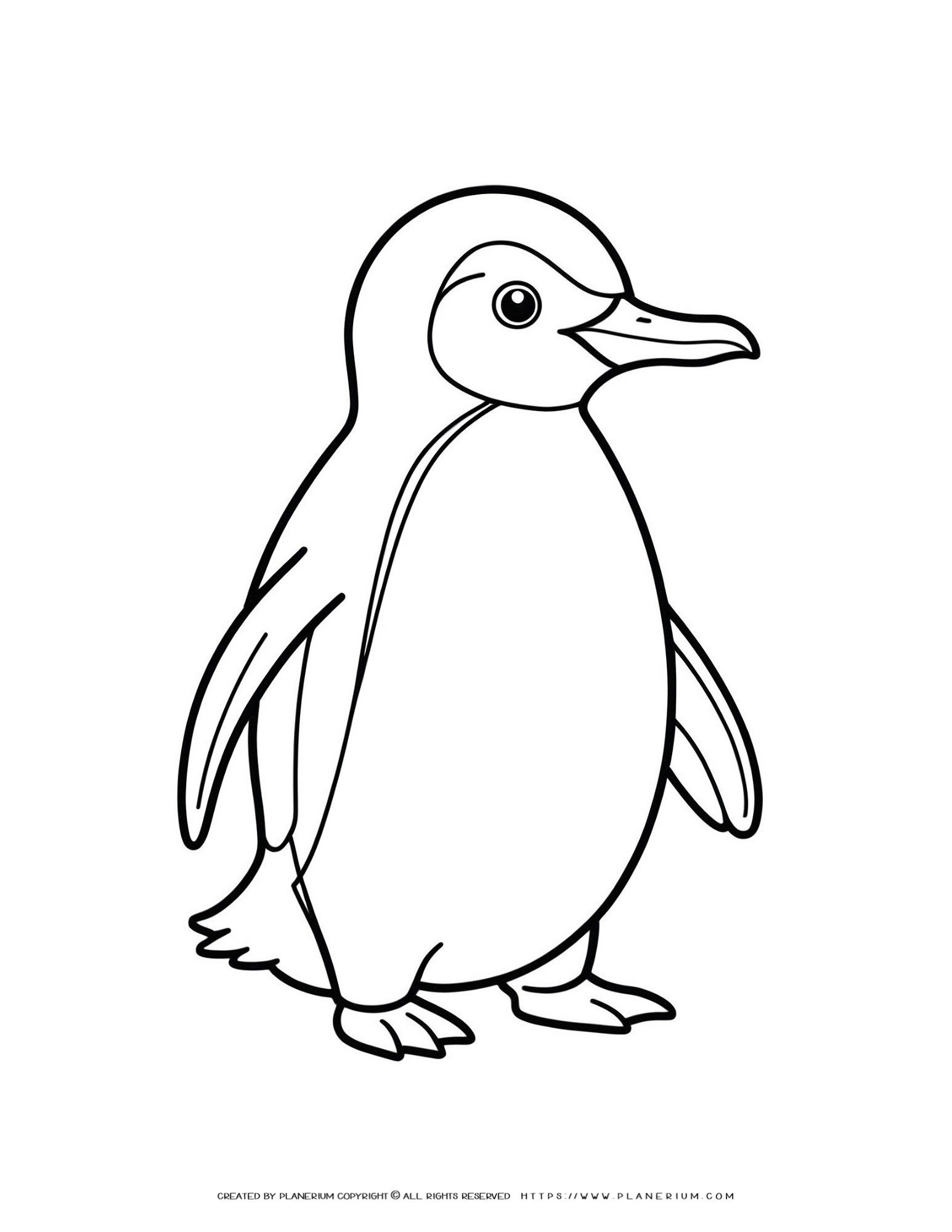 Engage Kids with Printable Cartoon Penguin Line Art