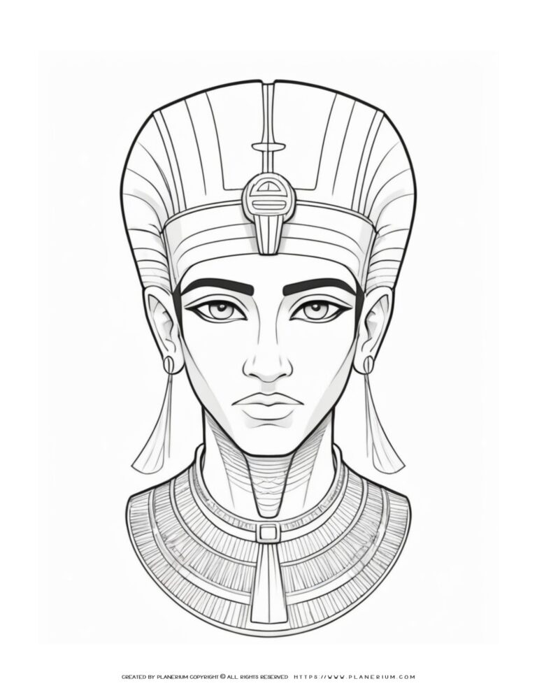 Young Pharaoh Portrait: Ancient Egypt Coloring Page for Kids!