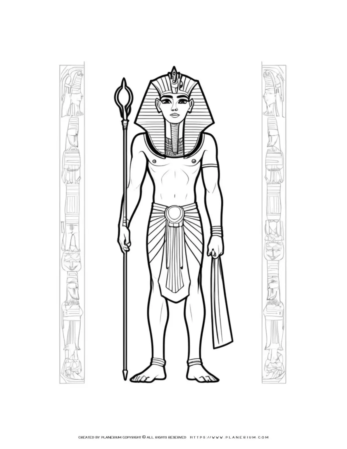 pharaoh-standing-in-the-palace-illustration-coloring-page
