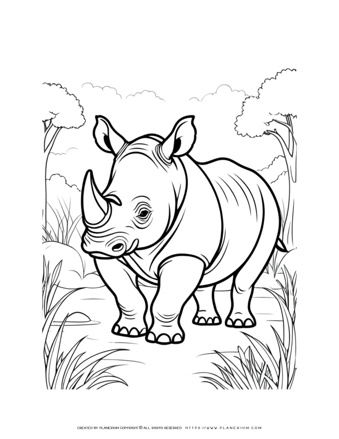 Detailed Rhinoceros Coloring Page: Relax and Get Creative