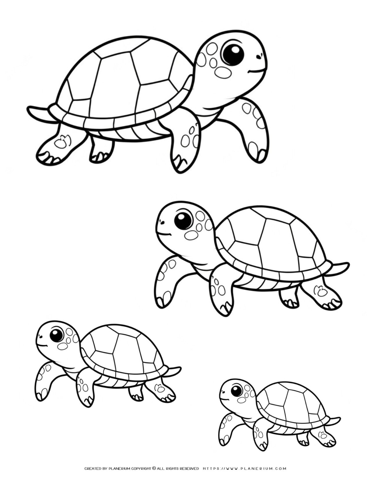 Engaging & Educational Four Turtles Coloring Book Printable for Kids