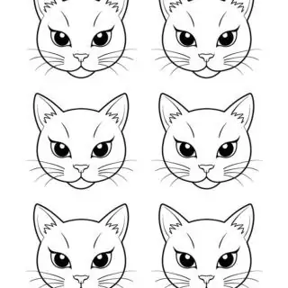 101-six-cat-face-outlines-illustration