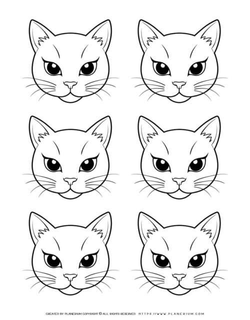 Free Cat Face Outlines Template for Crafts