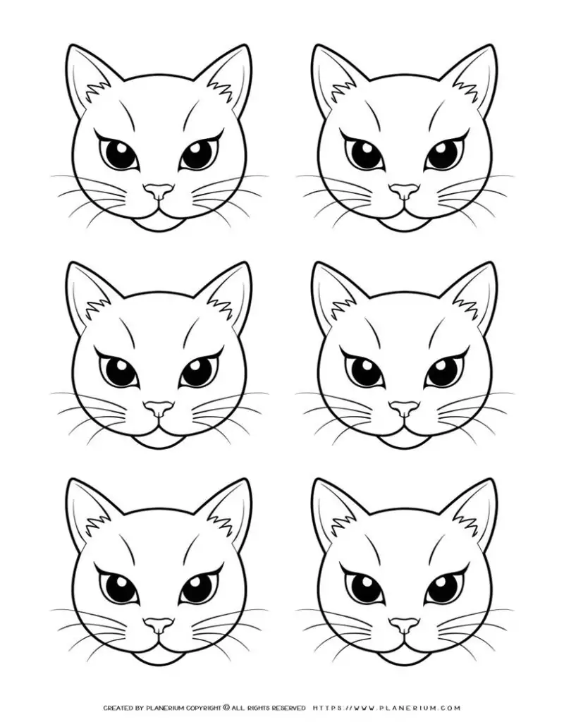 101-six-cat-face-outlines-illustration