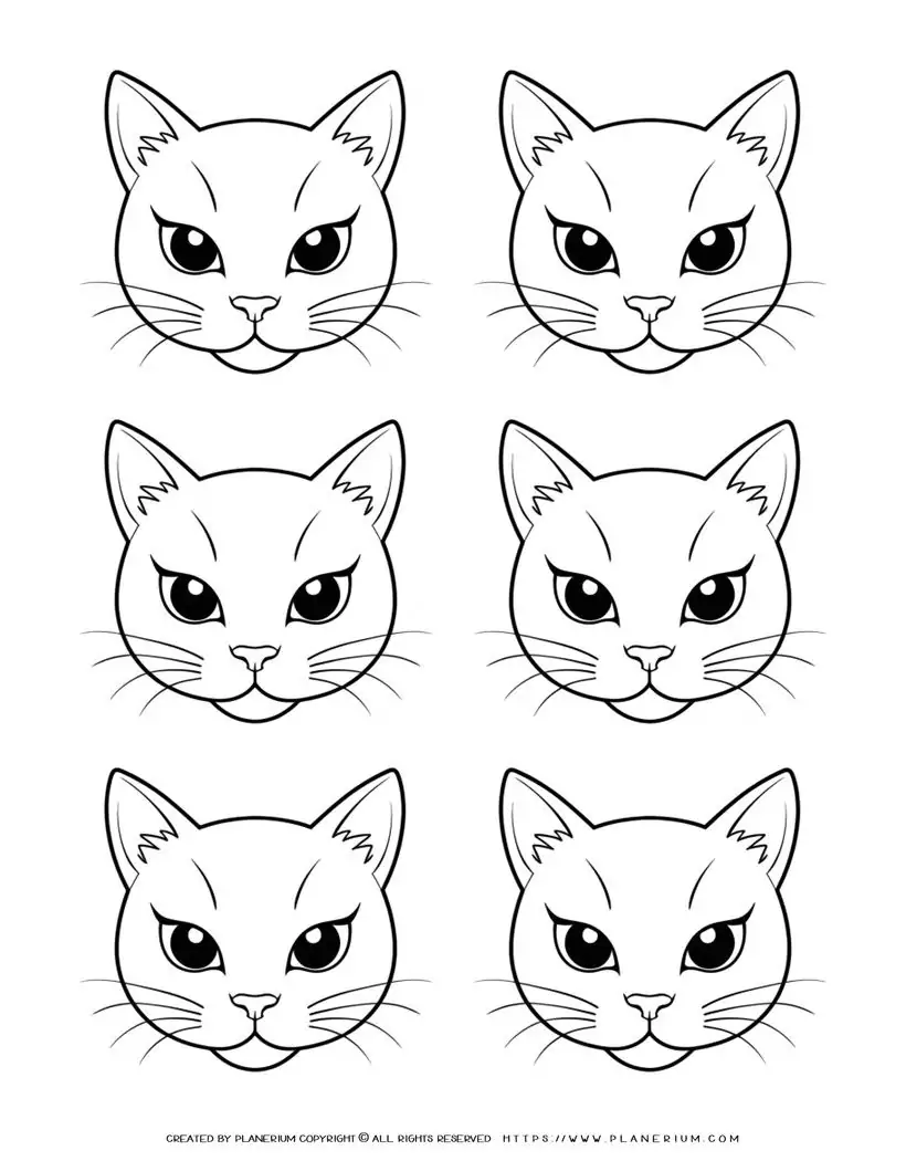101-six-cat-face-outlines-illustration