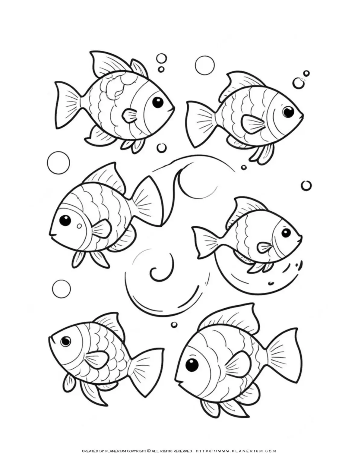 Black-and-white-coloring-page-with-fish