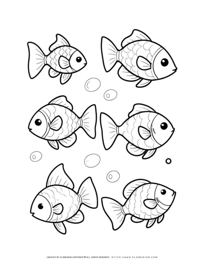 Boost Creativity with Six-Cartoon-Goldfish Printable for Kids