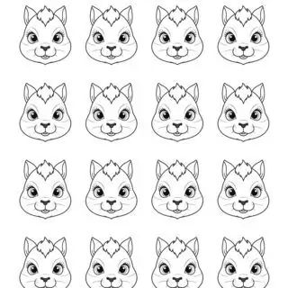 sixteen-squirrel-face-outlines-illustration