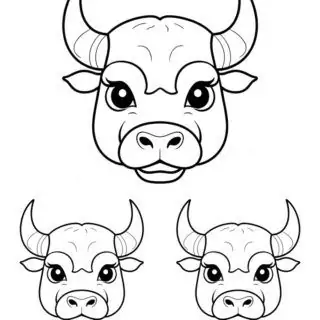 14-three-bull-heads-outlines-different-size-animal-coloring-template