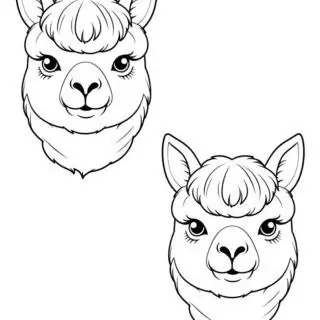 two-alpaca-face-outlines-coloring-page
