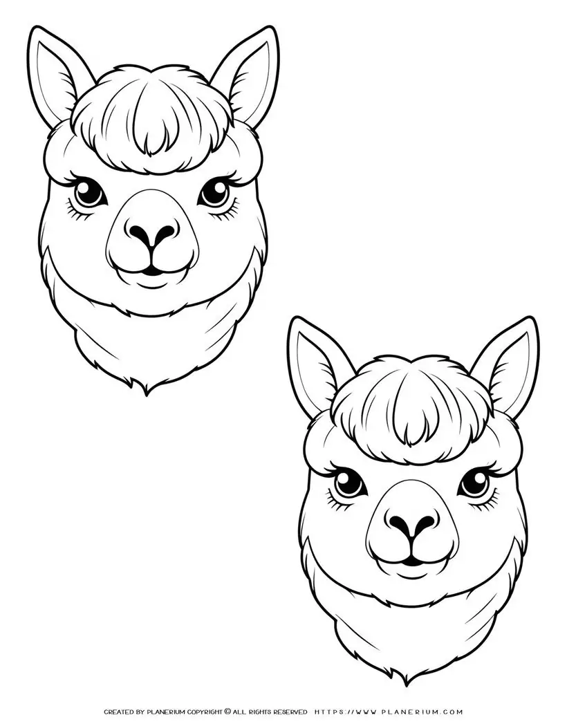 two-alpaca-face-outlines-coloring-page