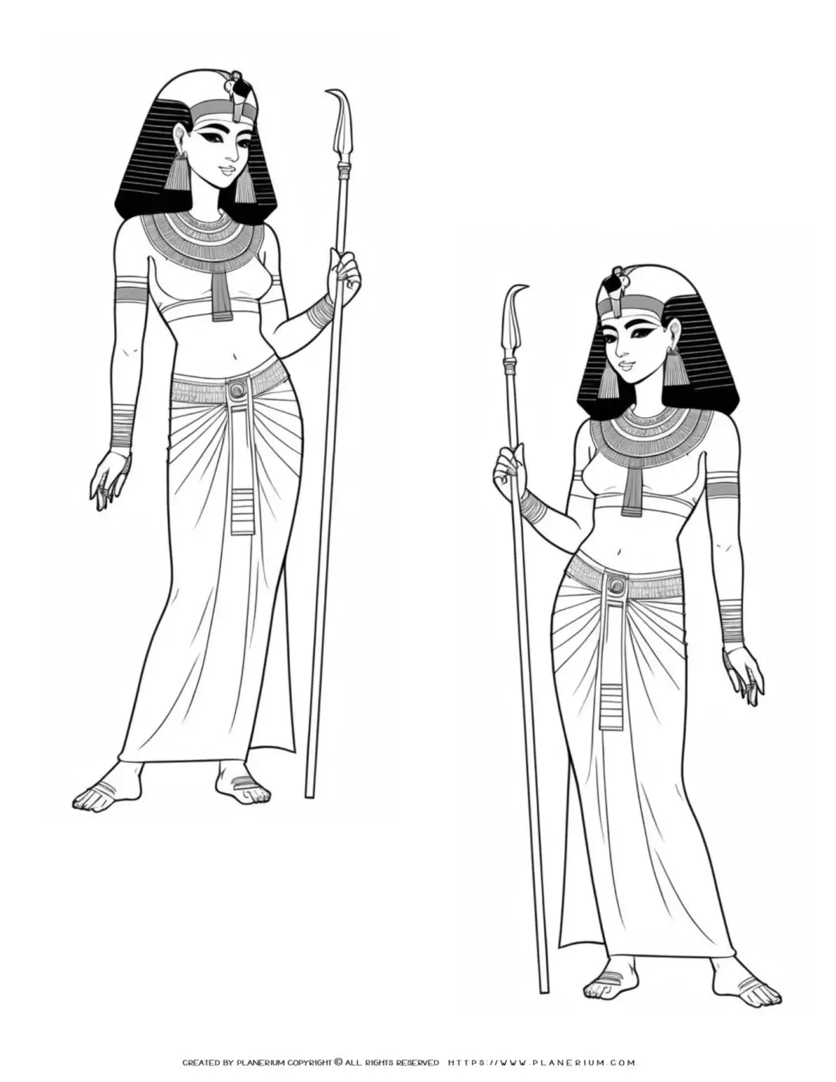 86-two-cleopatra-standing-outlines-coloring-page