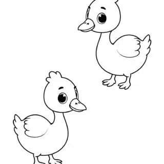 two-cute-baby-goose-outlines
