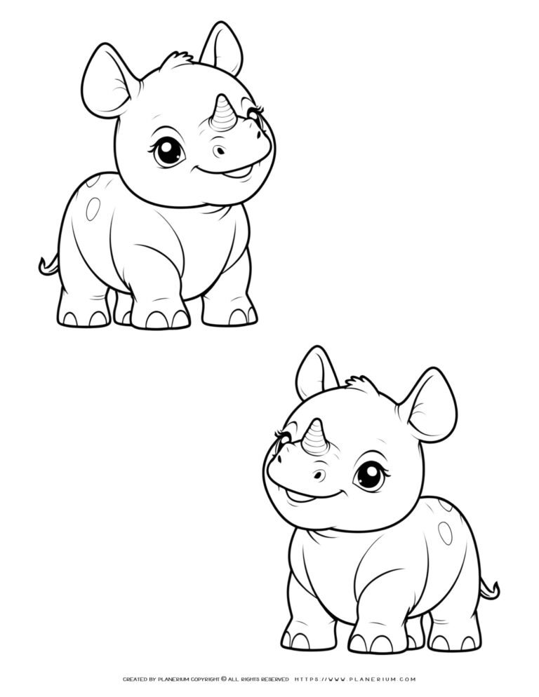 Baby Rhino Coloring Page For Kids - Fun And Educational Animal Activity