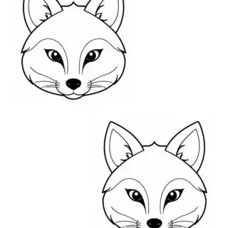 two-cute-fox-face-outlines-illustration-coloring-page