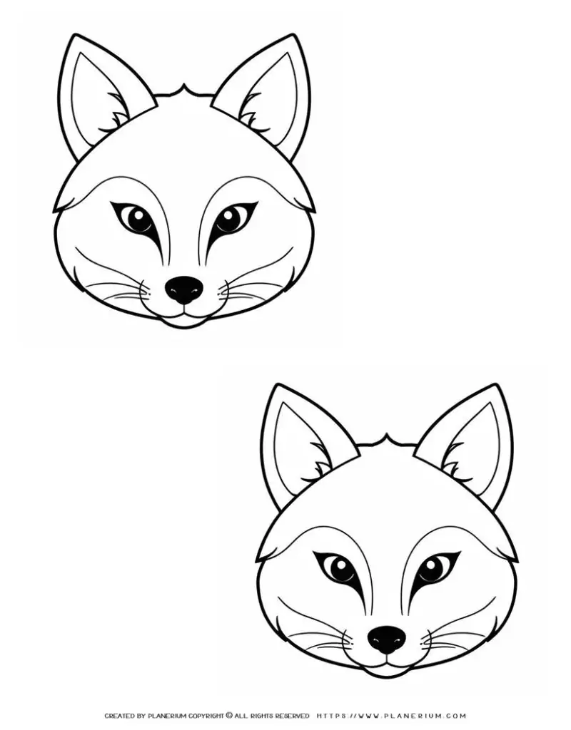 two-cute-fox-face-outlines-illustration-coloring-page