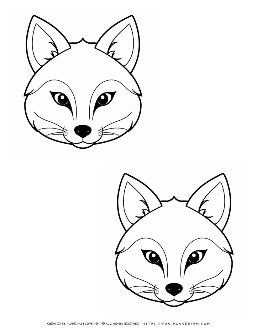 two-cute-fox-face-outlines-illustration-coloring-page