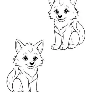 two-cute-outline-wolf-coloring-page-for-kids
