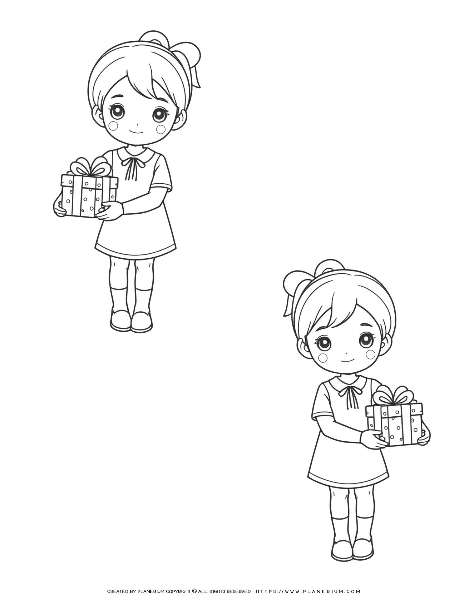 Charming Gift Outline Design of Two Happy Girls | Perfect for Gifting ...