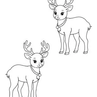 two-reindeer-opposite-sides-coloring-page
