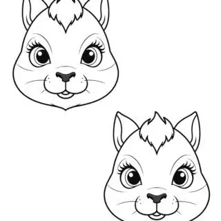 92-two-squirrel-face-outlines-illustration-coloring-page