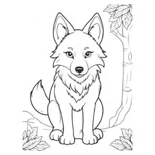 wolf-sitting-front-view-coloring-page