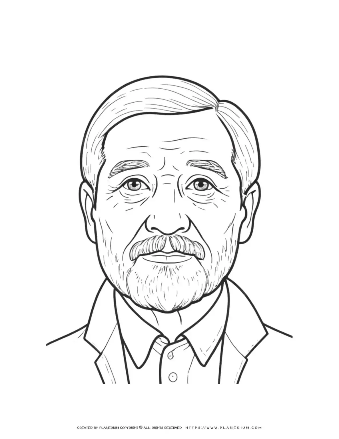 Sketch of an elderly man with a mustache.