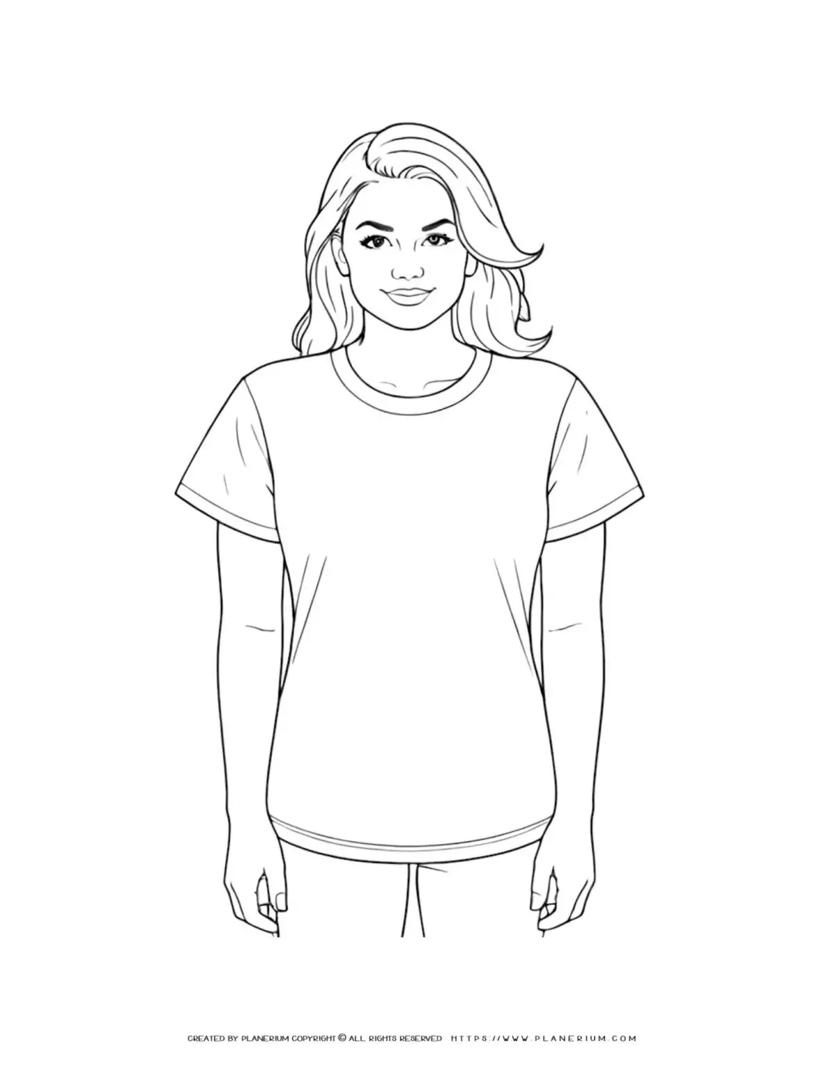 Black and white woman illustration standing.