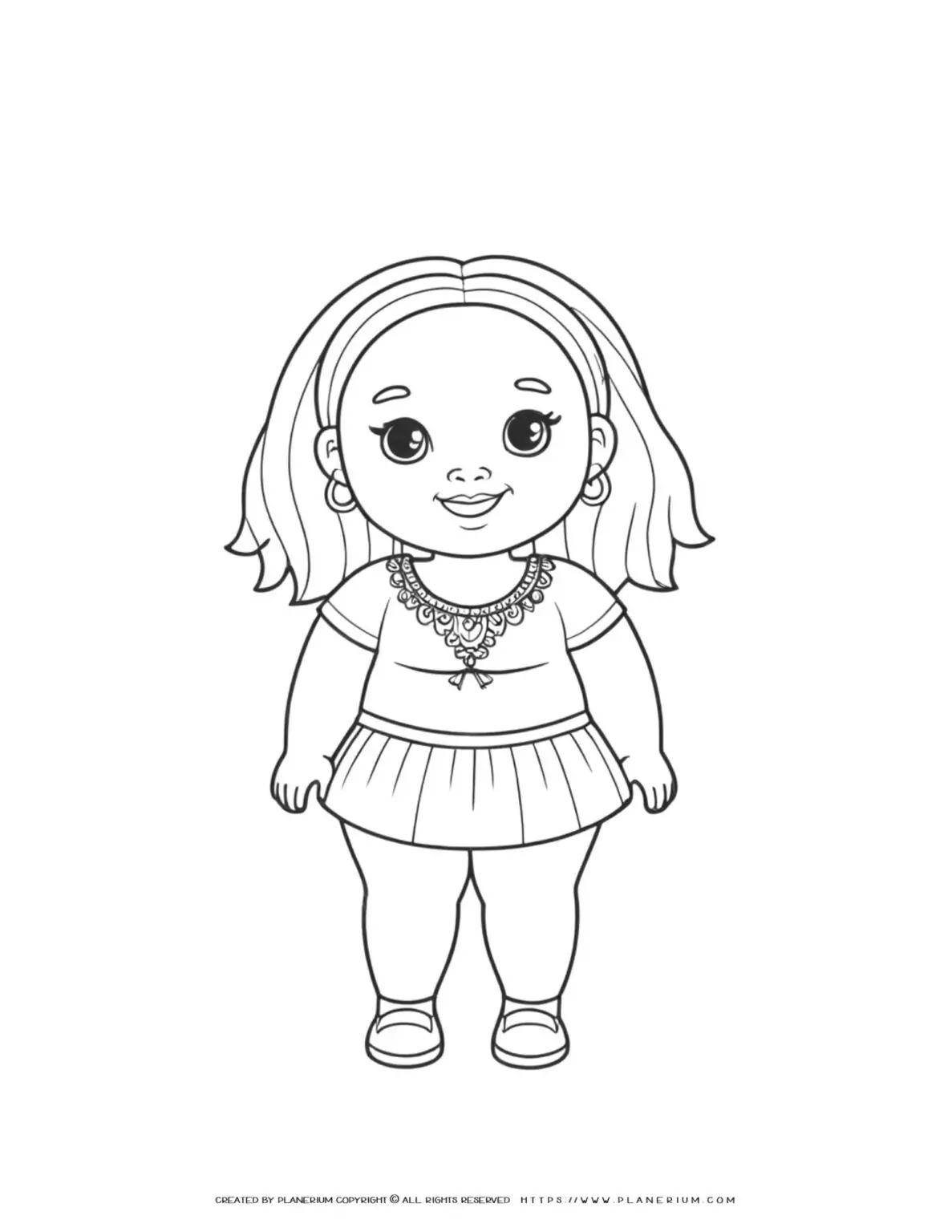Girl coloring page with dress