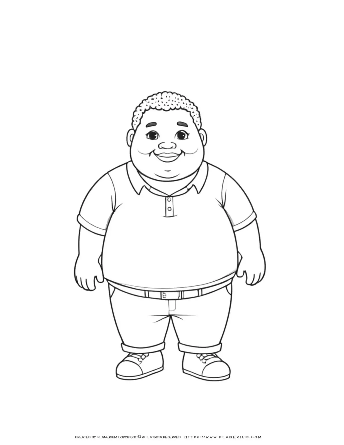 Cartoon boy with curly hair and a smile