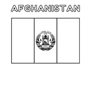Afghanistan flag coloring page for kids to learn about national symbols and colors. Perfect for educational activities and patriotic crafts.