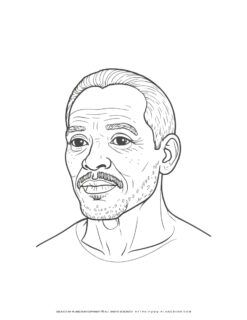 African male with mustache coloring page illustration for kids and adults. Perfect for art and creativity activities.