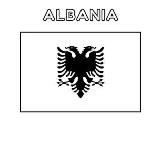 Albania flag coloring page for kids to learn about Albanian culture and history. Perfect for educational activities and patriotic celebrations.