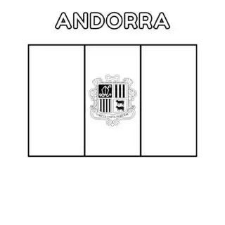 Andorra flag coloring page for kids to learn about national symbols. Perfect for educational activities and patriotic celebrations.