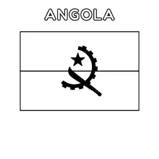 Angola flag coloring page for kids to learn about national symbols. Printable activity for educational purposes.