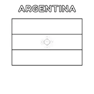 Argentina flag coloring page for kids to learn about South American countries. Printable activity for geography lessons and cultural education.