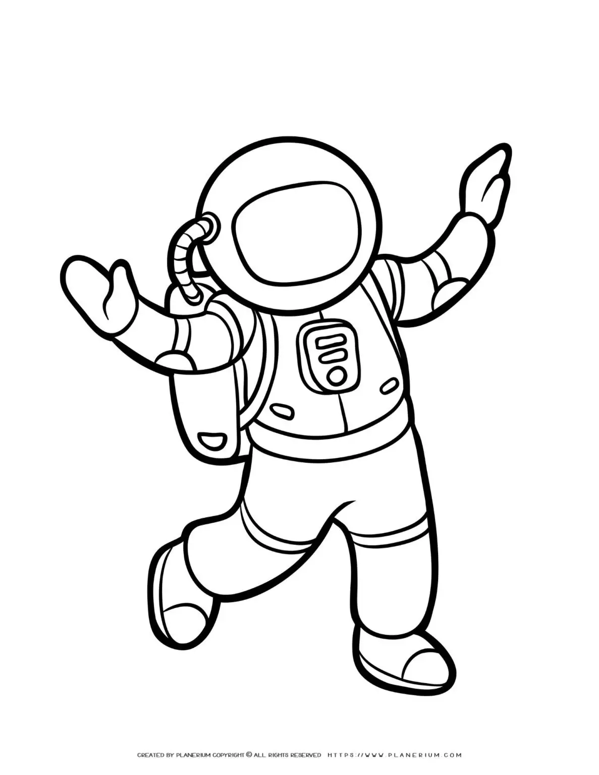 Black and white astronaut coloring page
