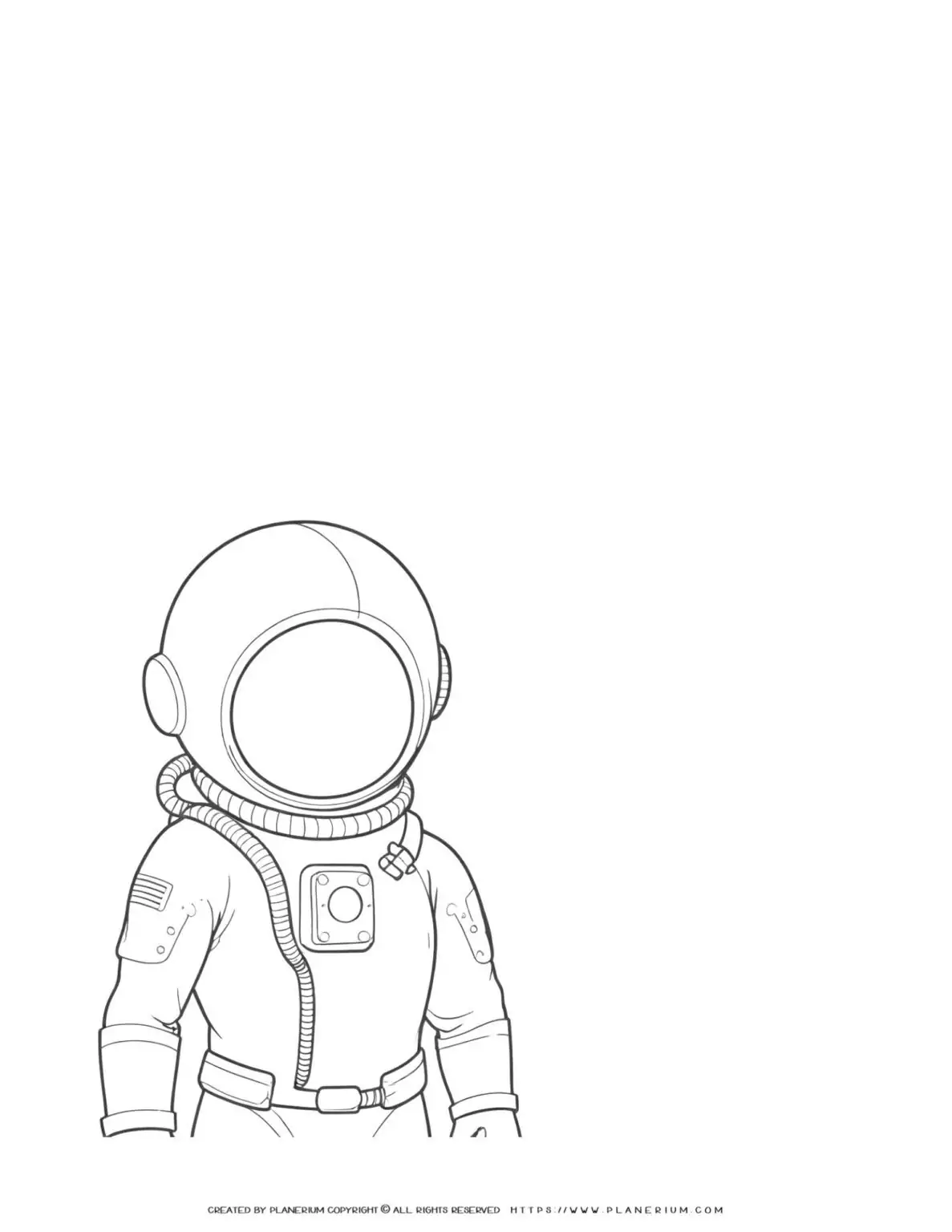 Illustration of astronaut helmet and upper body outline with blank space for creative writing. Perfect for space-themed projects and designs.