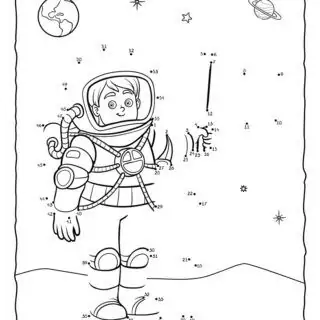 Connect the dots astronaut drawing in space.
