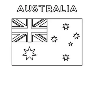 Australian flag coloring page for kids to learn about the national flag of Australia. Perfect for educational activities and patriotic crafts.