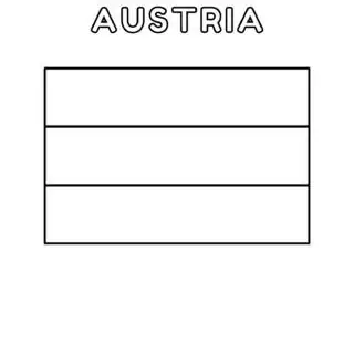 Austria flag coloring page for kids with national emblem, perfect for learning about European countries and their symbols.