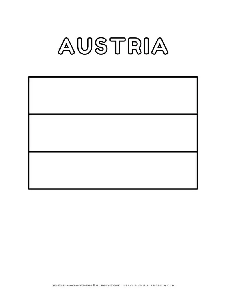 Austria flag coloring page for kids with national emblem,
  perfect for learning about European countries and their symbols.