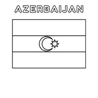 Azerbaijan flag coloring page for kids to learn about national symbols and colors. Perfect for educational activities and patriotic celebrations.