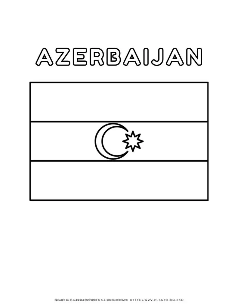 Azerbaijan flag coloring page for kids to learn about
  national symbols and colors. Perfect for educational activities and patriotic
  celebrations.