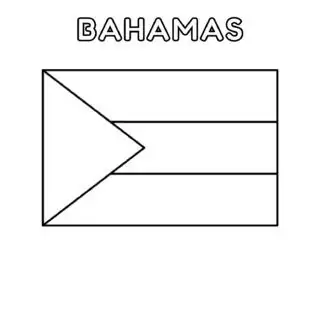 Coloring page of the Bahamas flag for kids to learn about national symbols and colors. Perfect for educational purposes and patriotic activities.