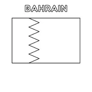 Bahrain flag coloring page for kids to learn about national symbols and colors. Perfect for educational activities and patriotic celebrations.