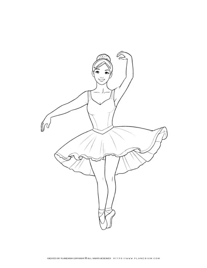 Black and white drawing of a ballerina.