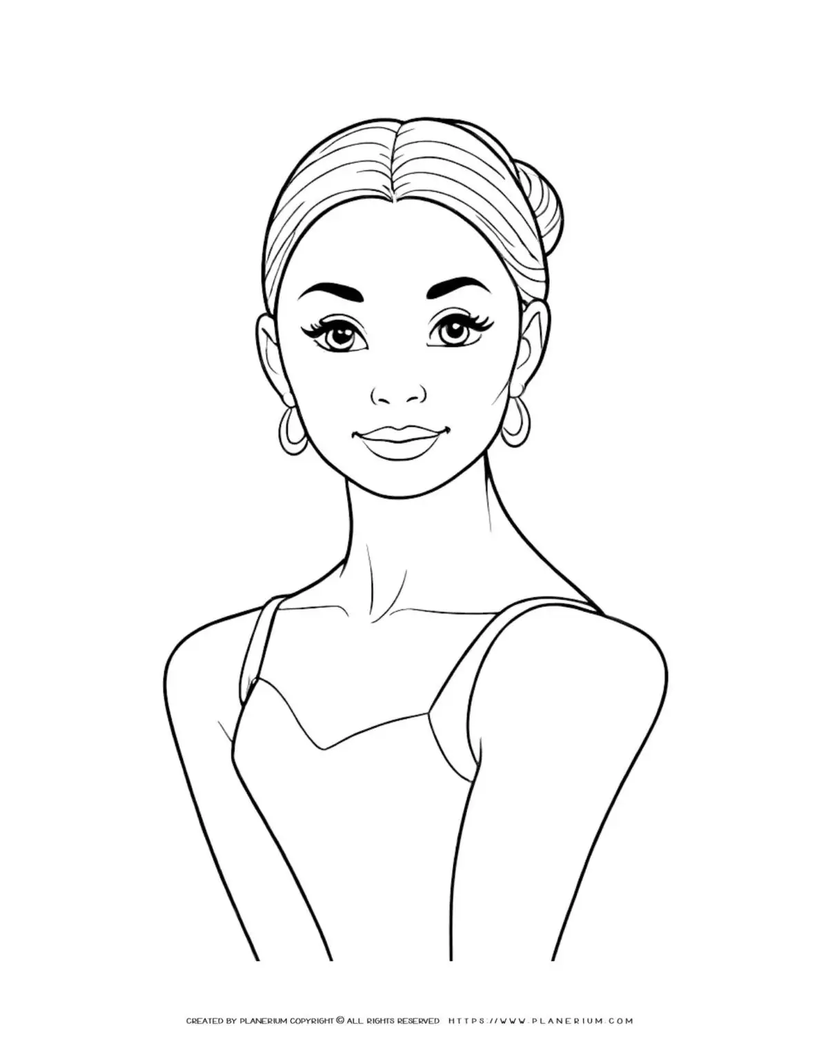 Black and white drawing of a woman.