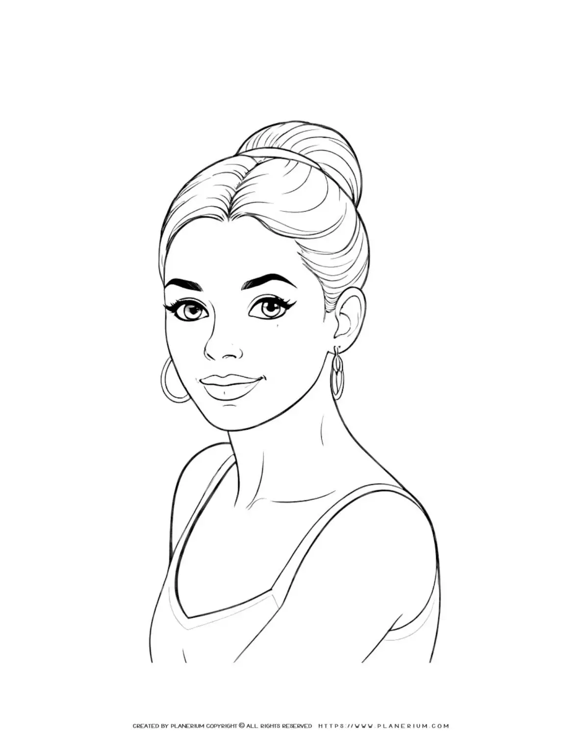 Black and white woman portrait illustration.